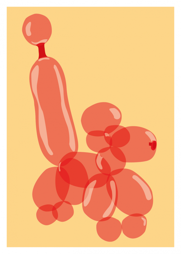 Postcard - Red Balloon Poodle