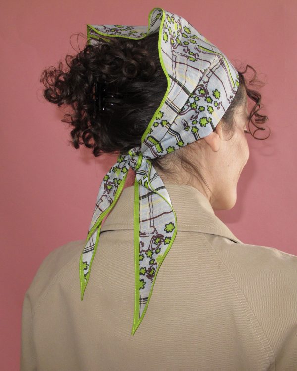 Triangle, Blue & Green Floral Check
